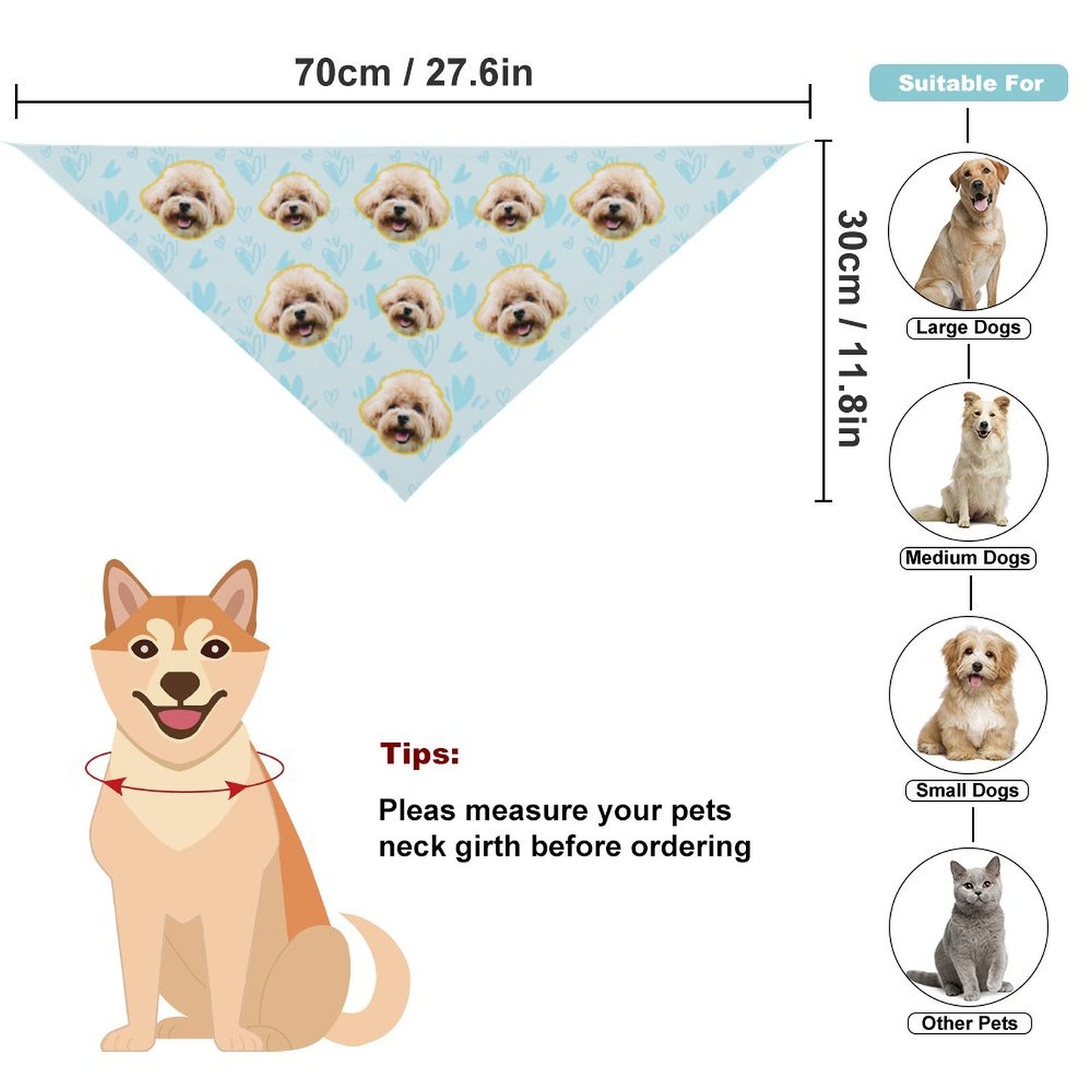 Custom Pet Face Love You Pet Scarf-WEPRINTME-13