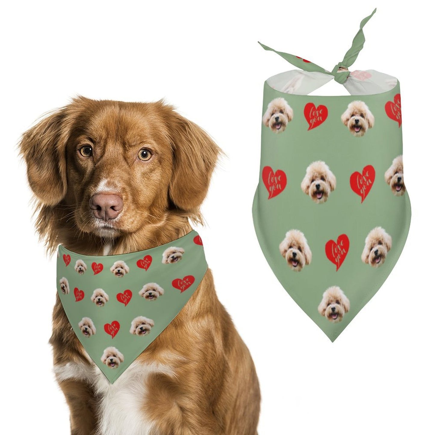 Custom Pet Face Love You Pet Scarf-WEPRINTME-4