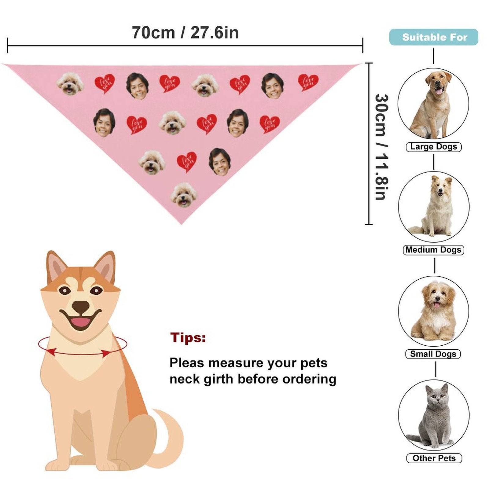 Custom Pet Face Love You Pet Scarf-WEPRINTME-7