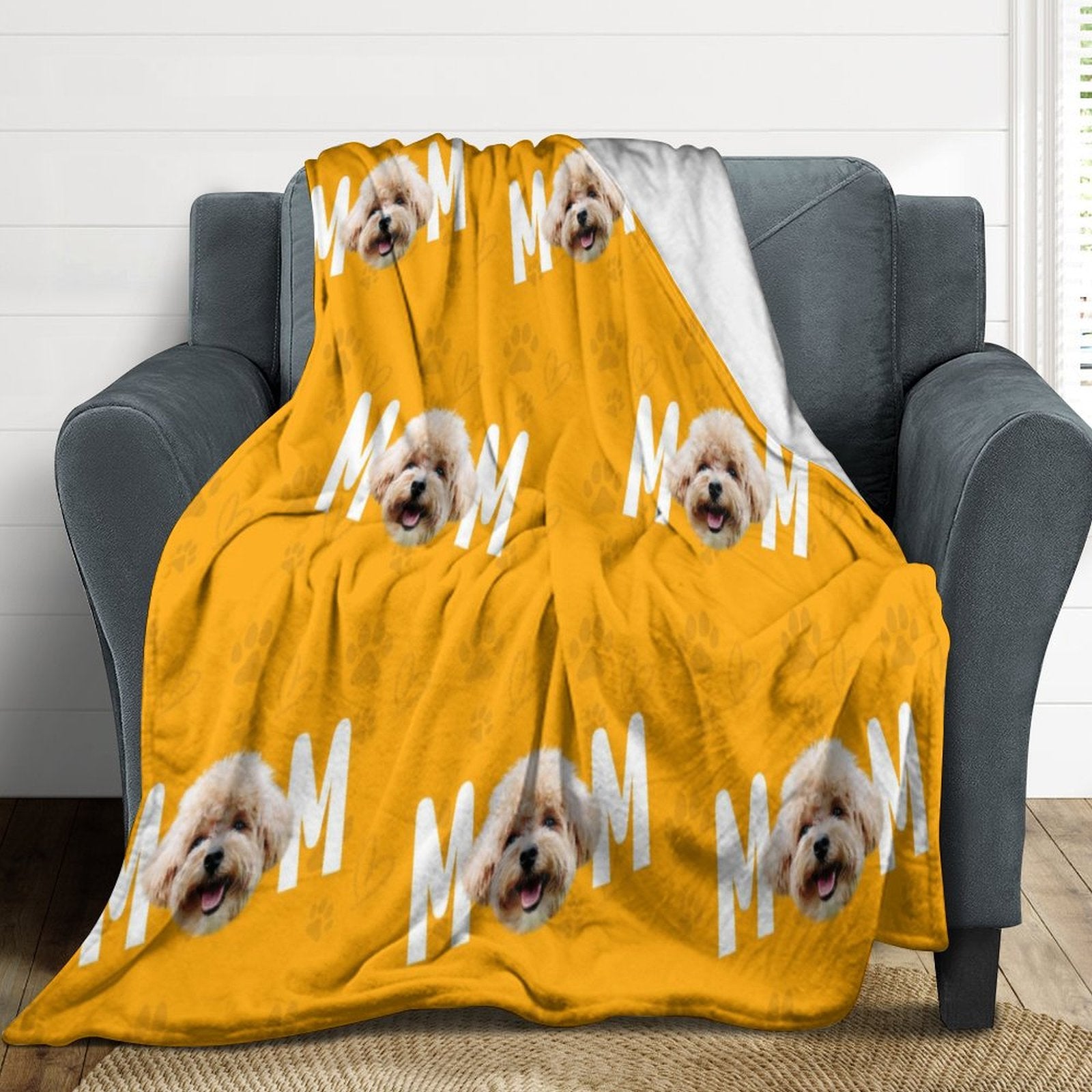 Custom Pet Face Mom Dad Fleece Blanket-WEPRINTME-3