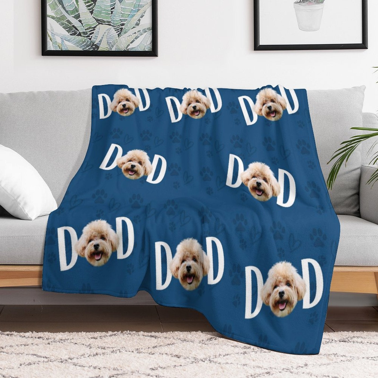 Custom Pet Face Mom Dad Fleece Blanket-WEPRINTME-9