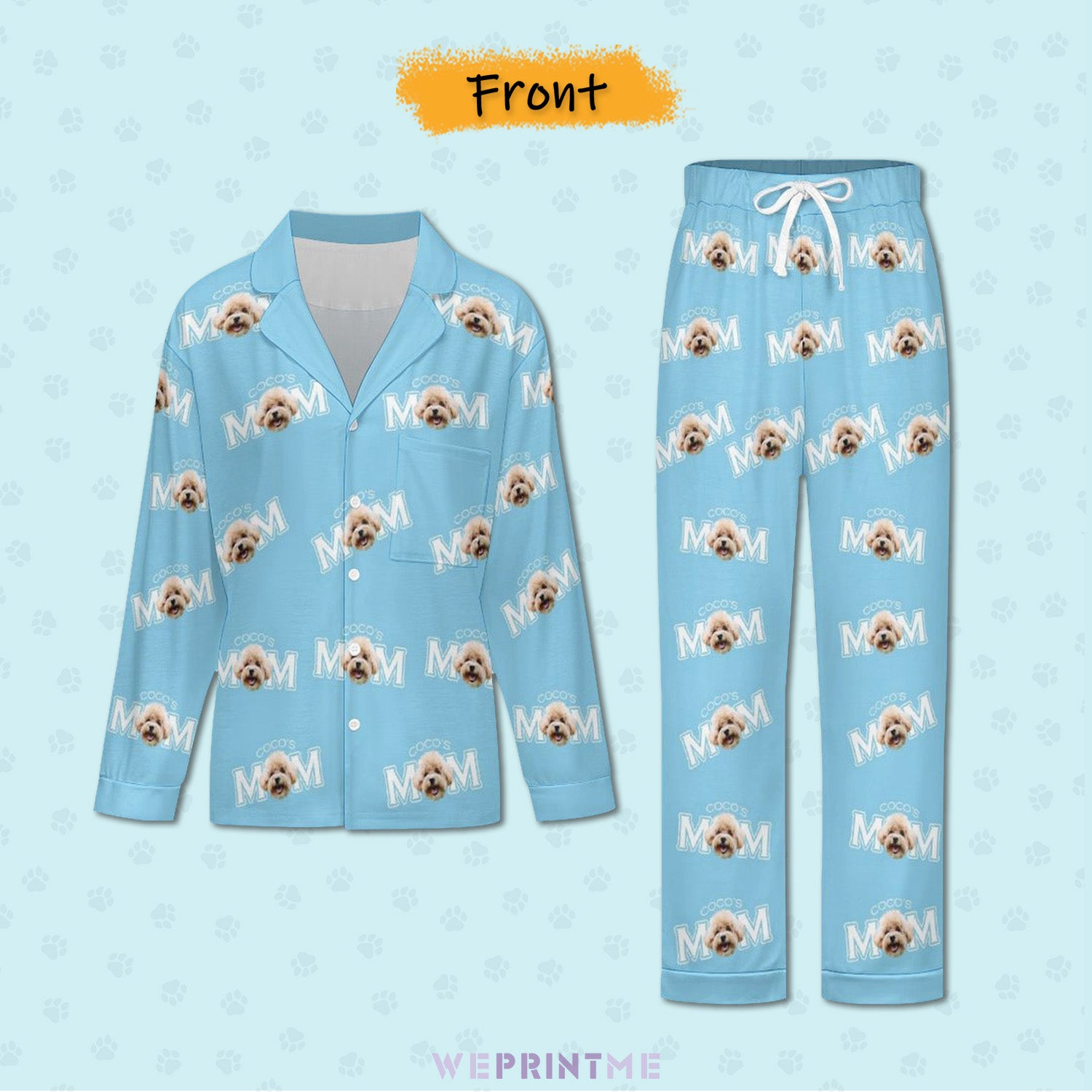 Custom Pet Face Mom&Dad Pajamas-WEPRINTME-3