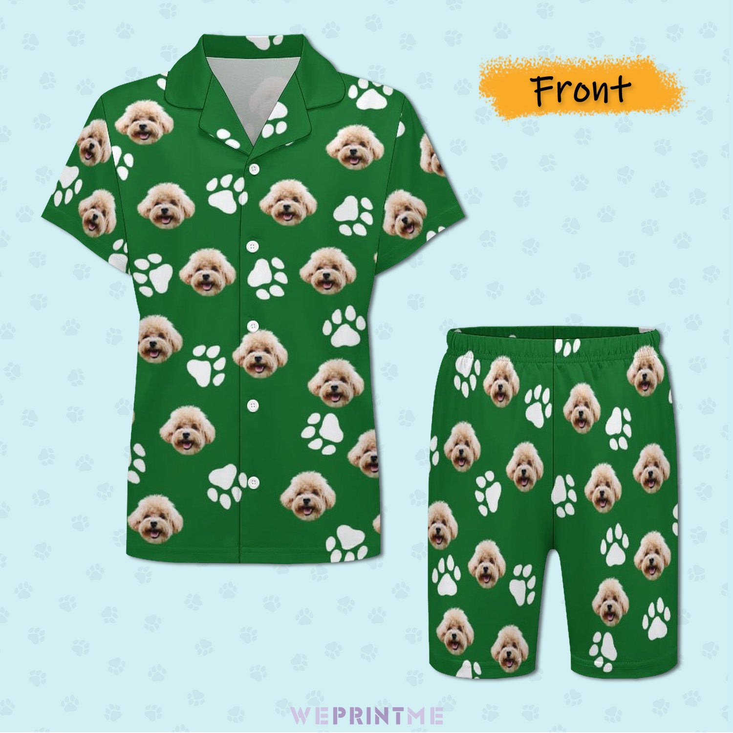 Custom Pet Face Paws Kids Short Pajama Set-WEPRINTME-3