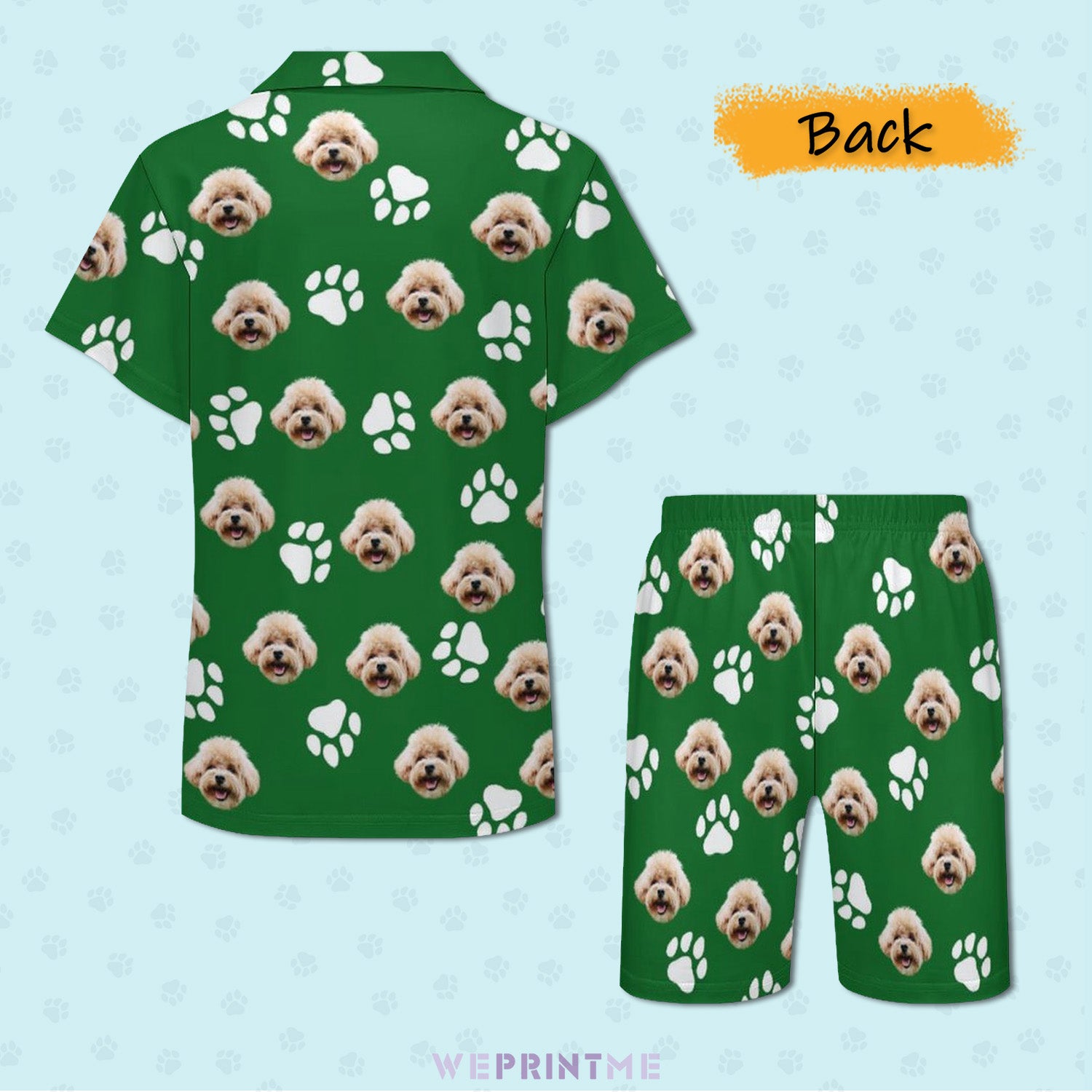 Custom Pet Face Paws Kids Short Pajama Set-WEPRINTME-4