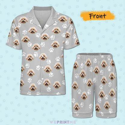 Custom Pet Face Paws Men's Short Pajama Set-WEPRINTME-3