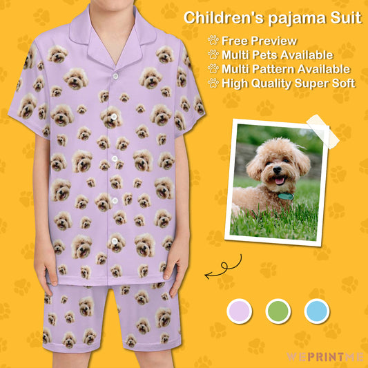 Custom Pet Face Pet Everywhere Kids Short Pajama Set-WEPRINTME-1