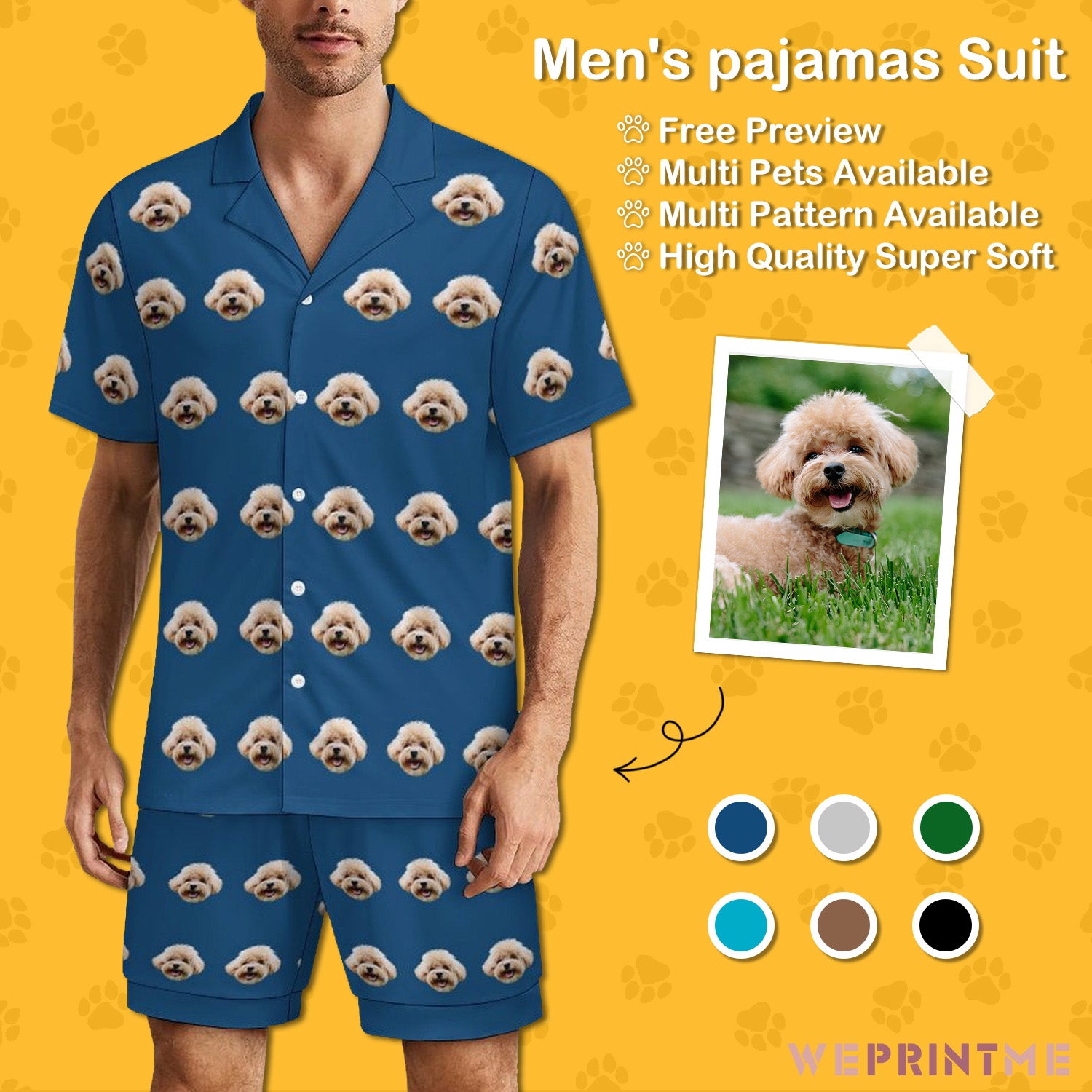 Custom Pet Face Pet Men's Short Pajama Set-WEPRINTME-1