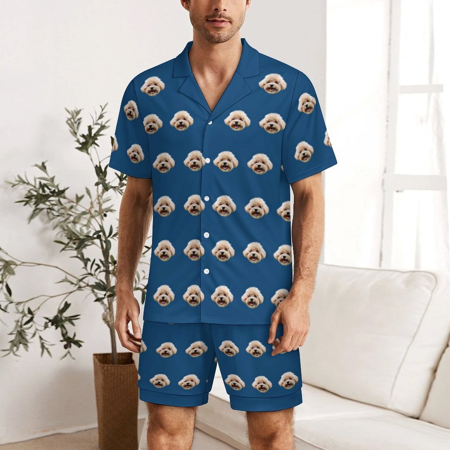 Custom Pet Face Pet Men's Short Pajama Set-WEPRINTME-2