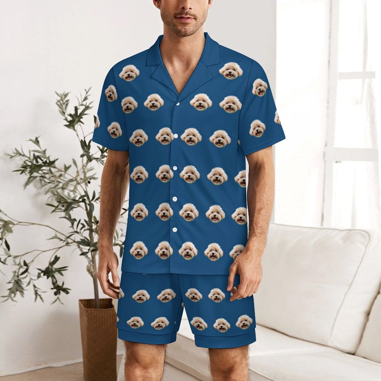 Custom Pet Face Pet Men's Short Pajama Set-WEPRINTME-2