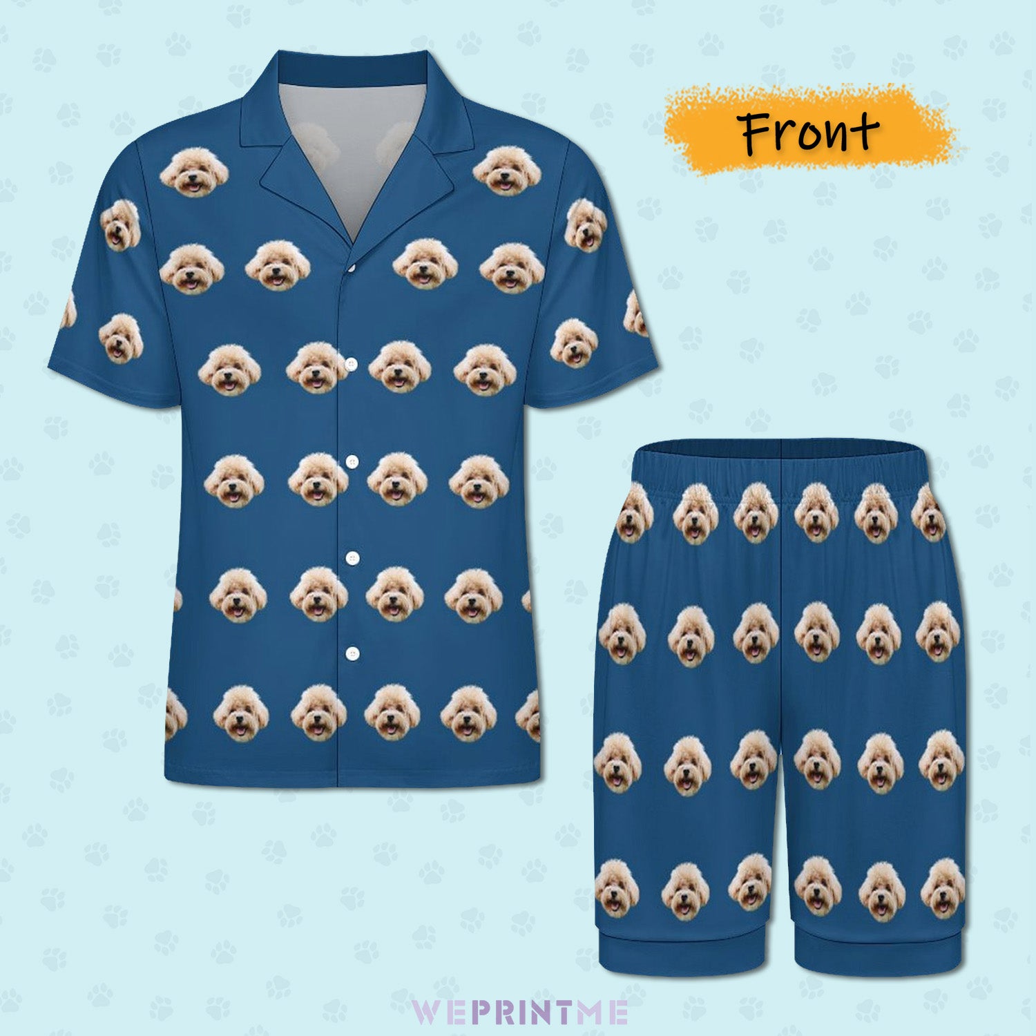 Custom Pet Face Pet Men's Short Pajama Set-WEPRINTME-3