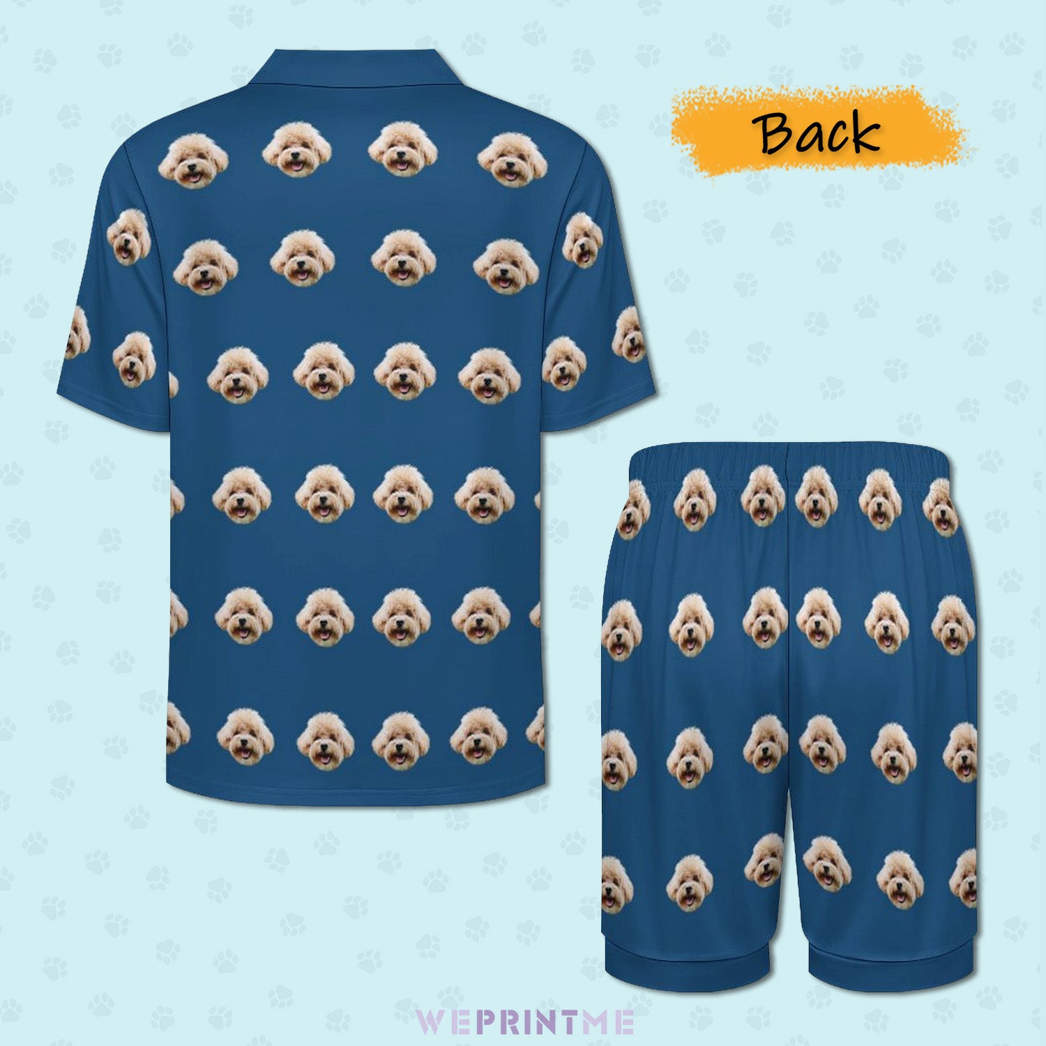 Custom Pet Face Pet Men's Short Pajama Set-WEPRINTME-4