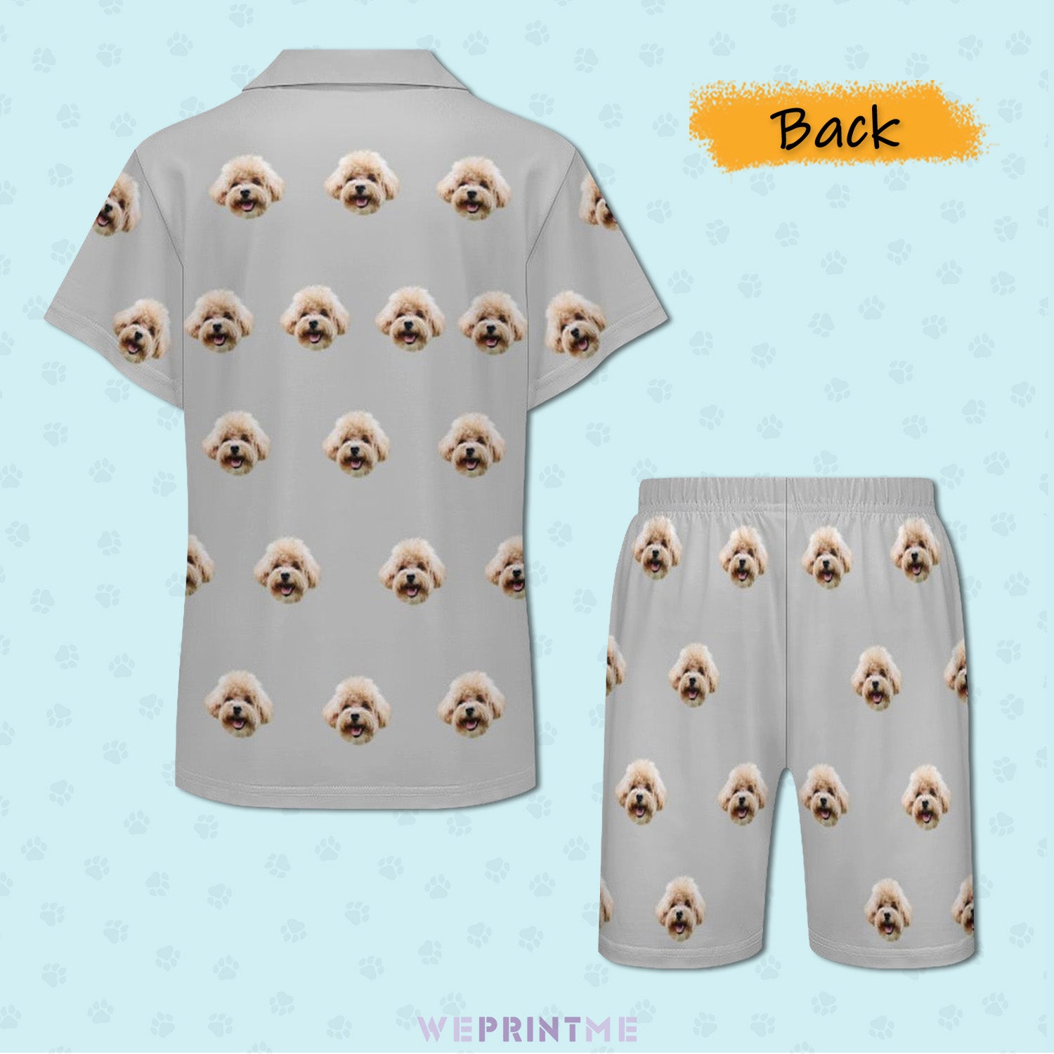 Custom Pet Face Pet and Paws Kids Short Pajama Set-WEPRINTME-10