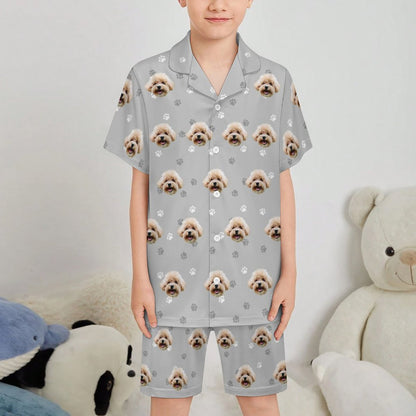 Custom Pet Face Pet and Paws Kids Short Pajama Set-WEPRINTME-2