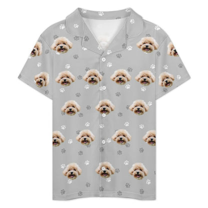 Custom Pet Face Pet and Paws Kids Short Pajama Set-WEPRINTME-5