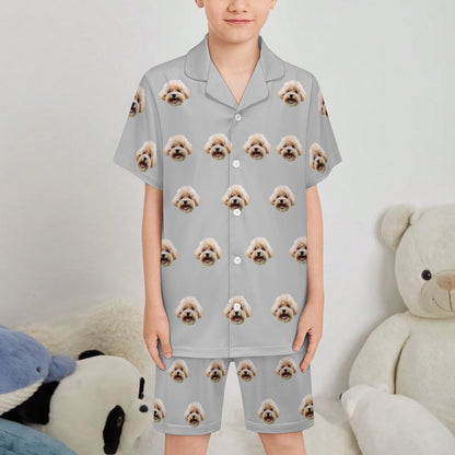 Custom Pet Face Pet and Paws Kids Short Pajama Set-WEPRINTME-8