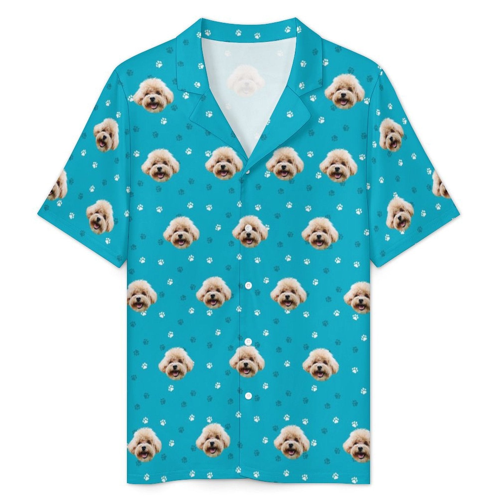 Custom Pet Face Pet and Paws Men's Short Pajama Set-WEPRINTME-5