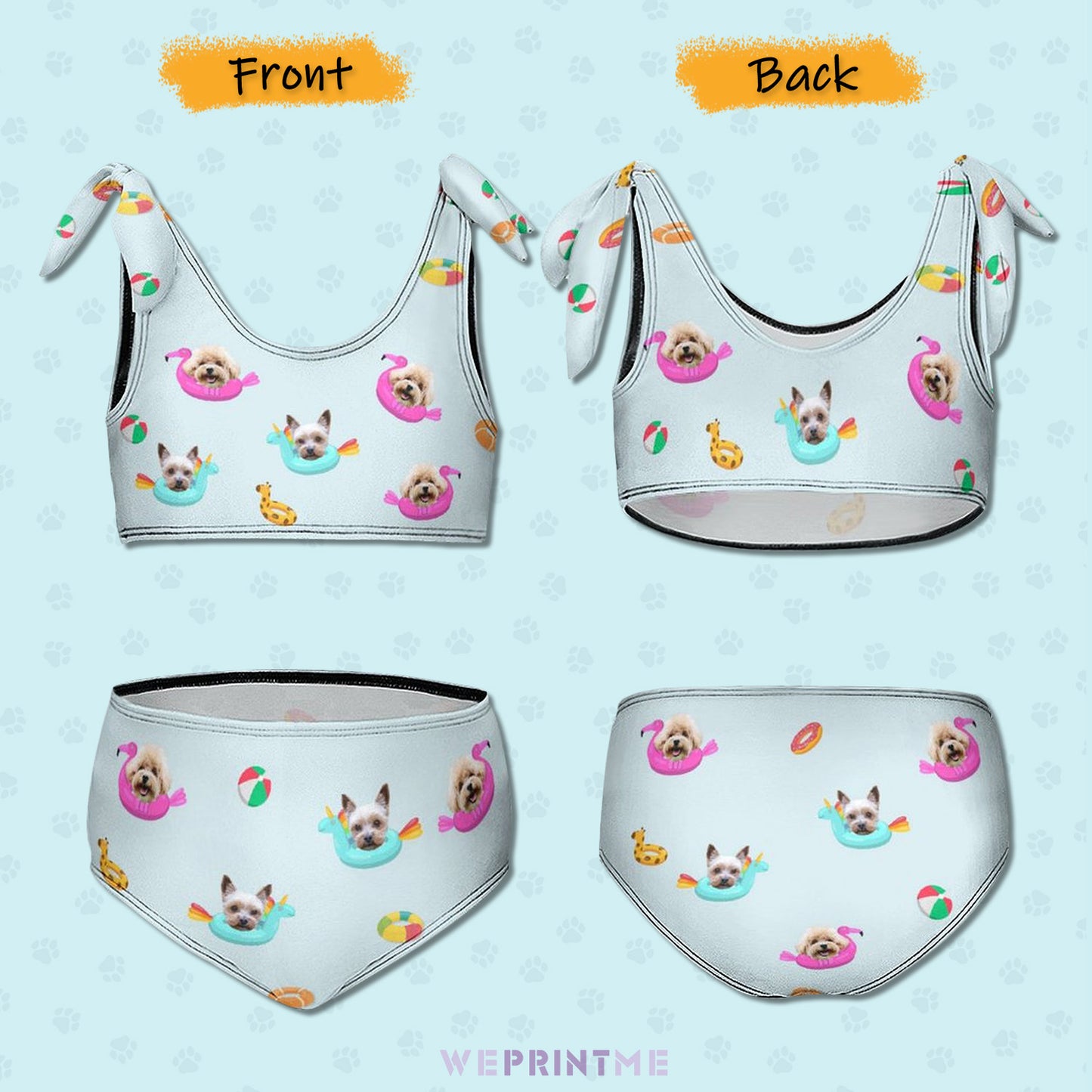 Custom Pet Face Pool Girls Strappy Swimsuit-WEPRINTME-2