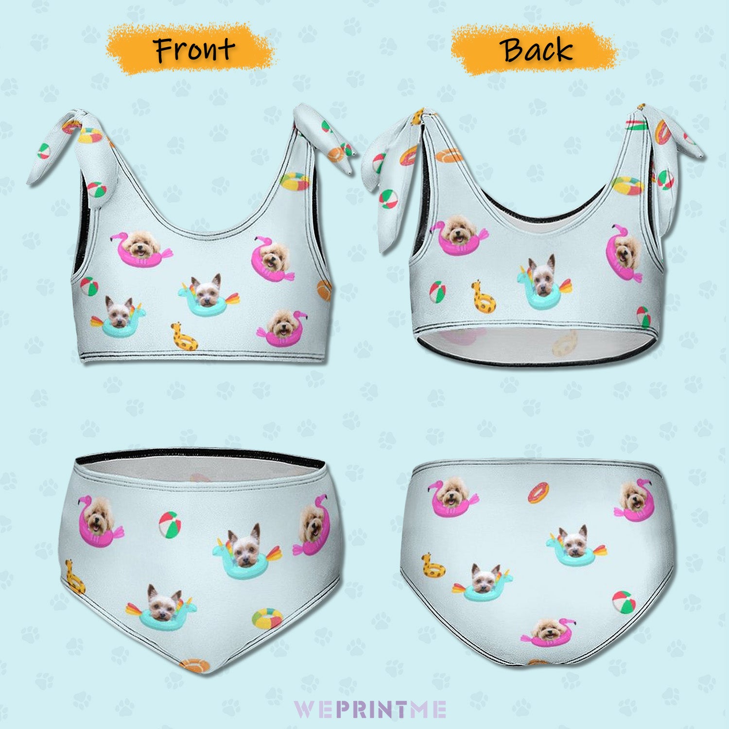 Custom Pet Face Pool Girls Strappy Swimsuit-WEPRINTME-2