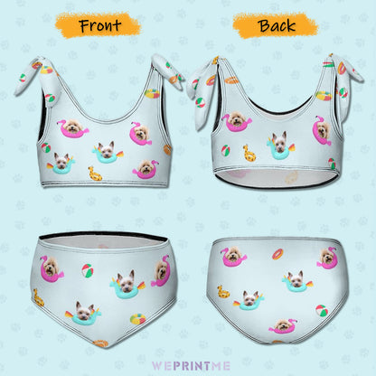 Custom Pet Face Pool Girls Strappy Swimsuit-WEPRINTME-2