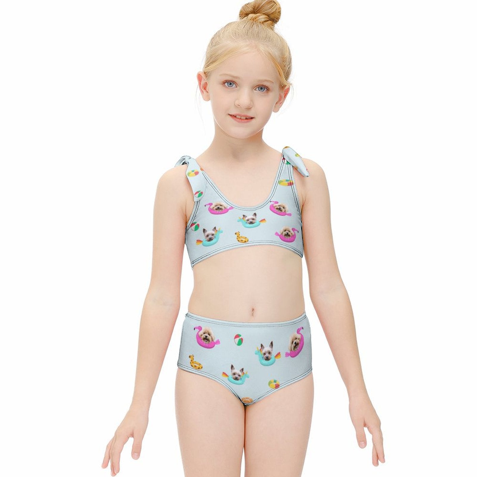 Custom Pet Face Pool Girls Strappy Swimsuit-WEPRINTME-3