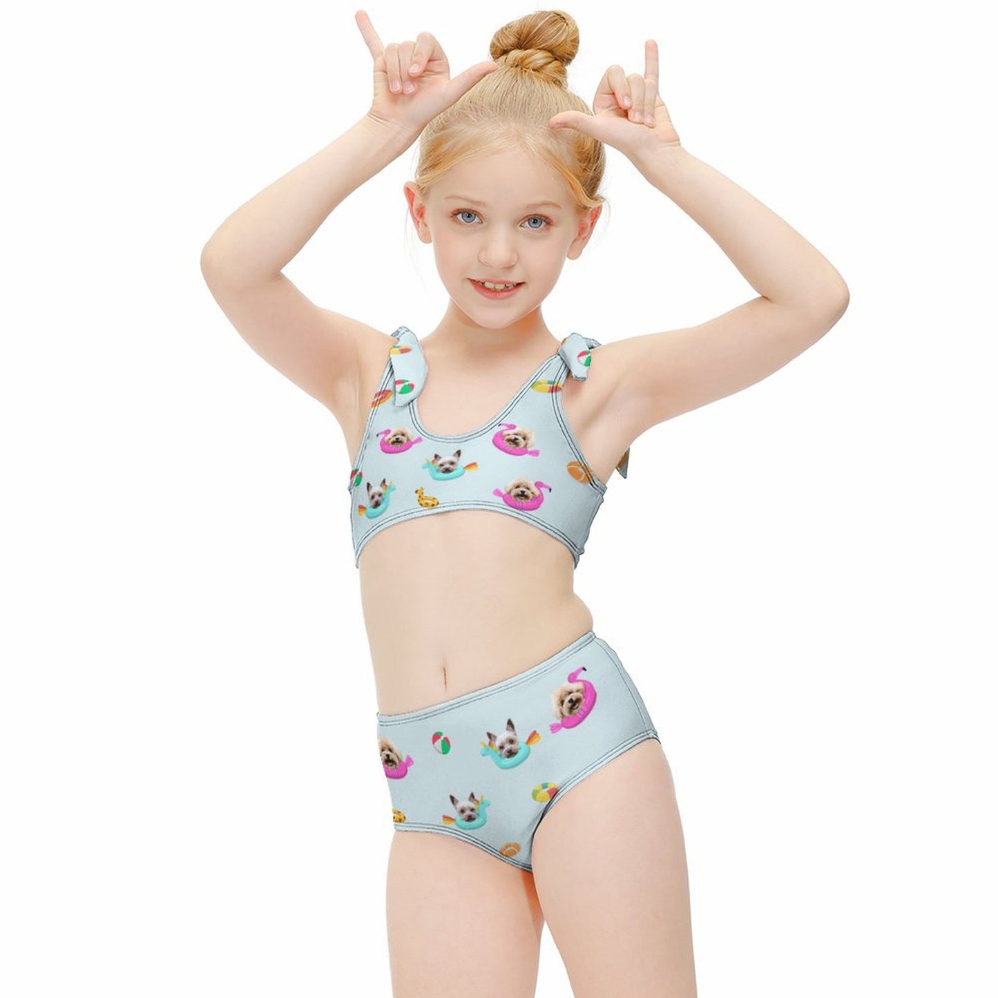 Custom Pet Face Pool Girls Strappy Swimsuit-WEPRINTME-5
