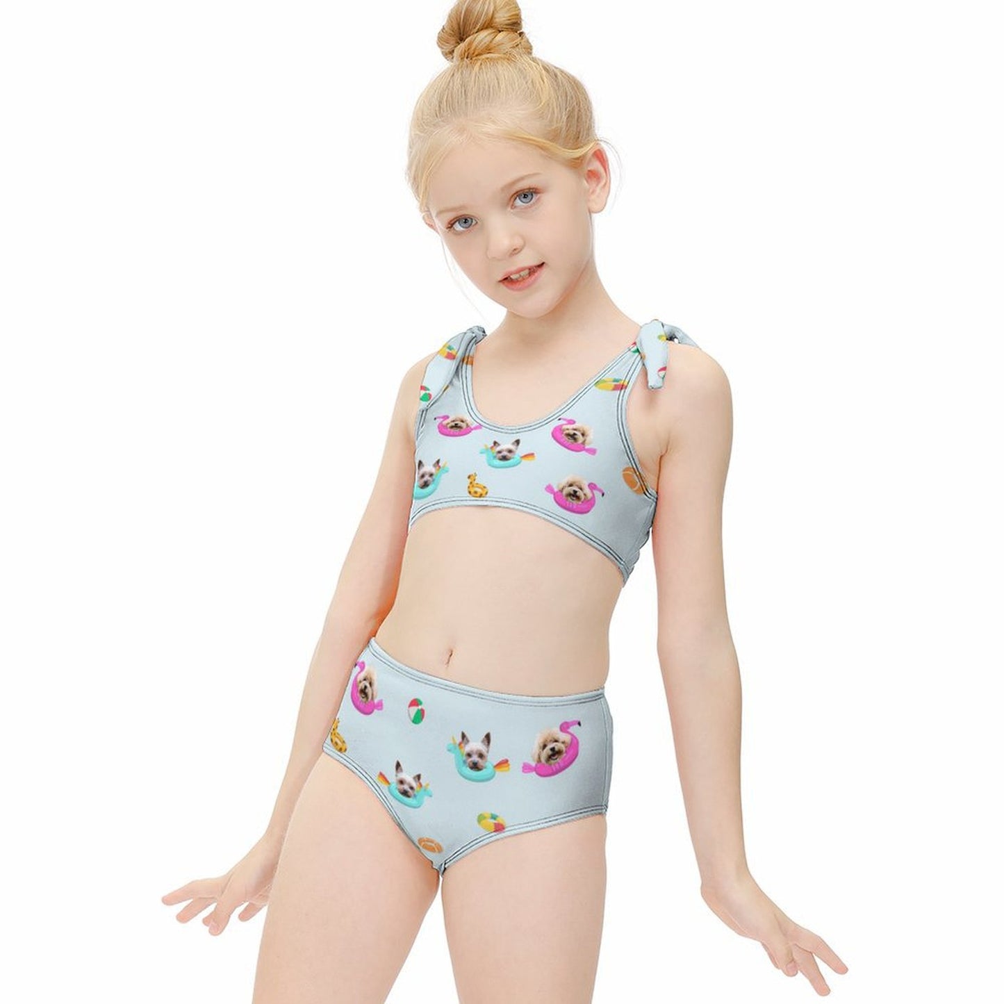 Custom Pet Face Pool Girls Strappy Swimsuit-WEPRINTME-6