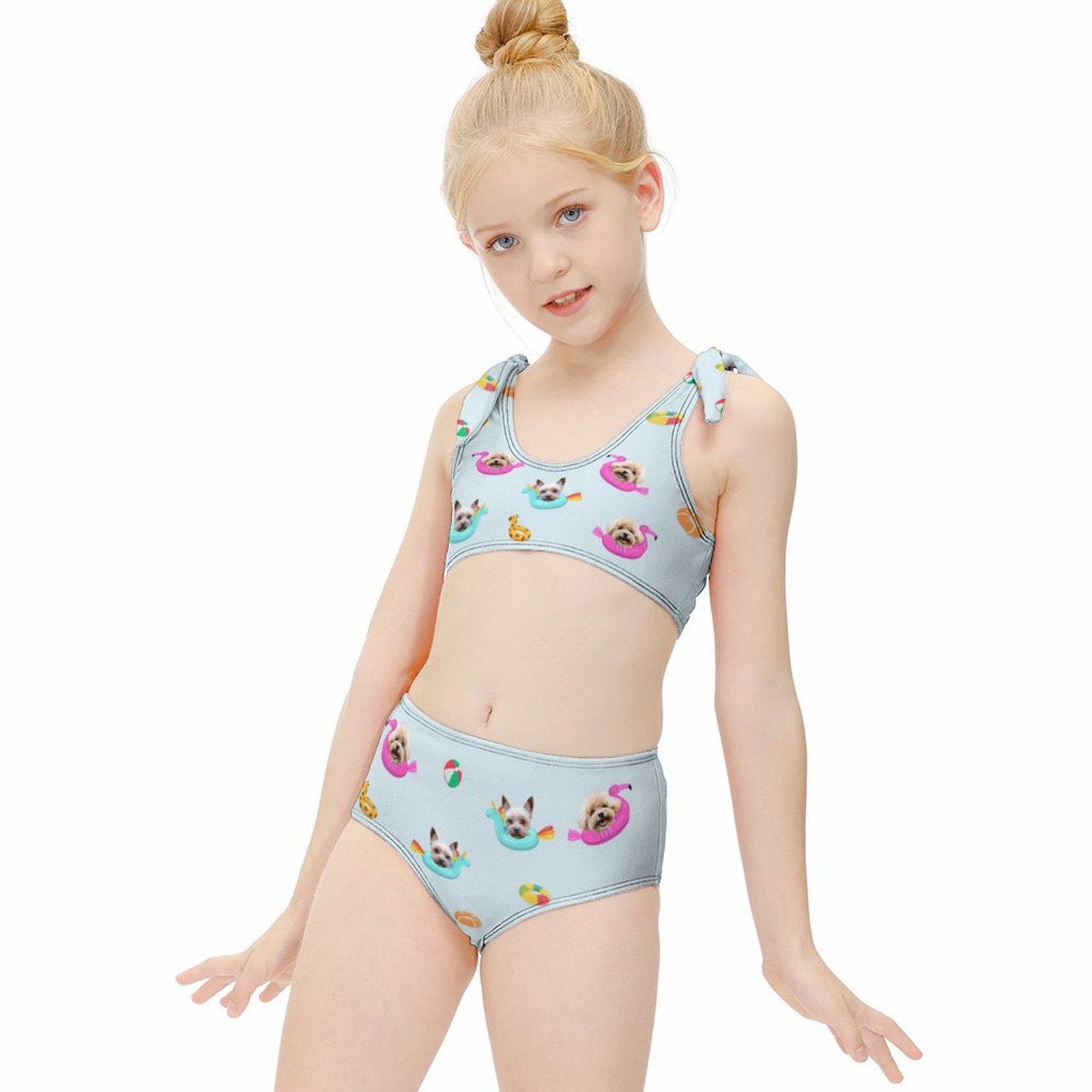 Custom Pet Face Pool Girls Strappy Swimsuit-WEPRINTME-6