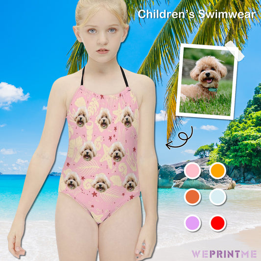 Custom Pet Face Sea Childrens One-Piece Swimsuit-WEPRINTME-1