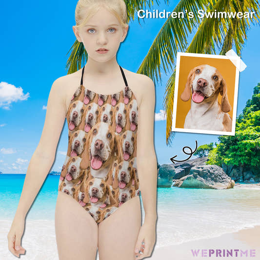 Custom Pet Face Seamless Childrens One-Piece Swimsuit-WEPRINTME-1