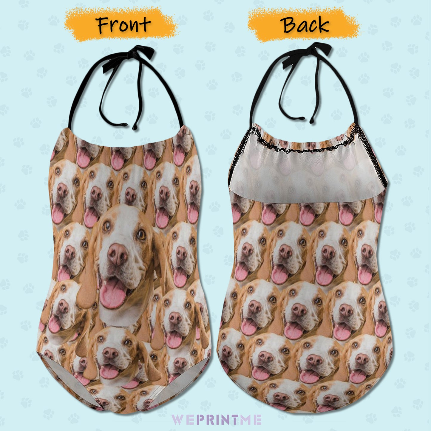 Custom Pet Face Seamless Childrens One-Piece Swimsuit-WEPRINTME-2
