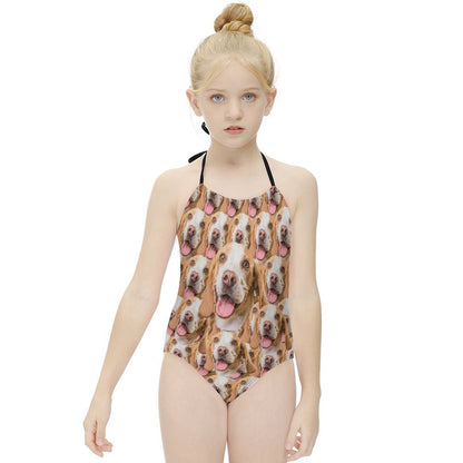 Custom Pet Face Seamless Childrens One-Piece Swimsuit-WEPRINTME-3