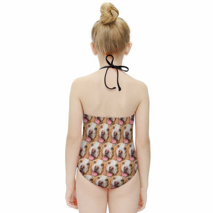 Custom Pet Face Seamless Childrens One-Piece Swimsuit-WEPRINTME-4