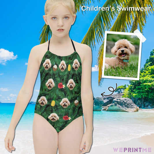 Custom Pet Face Summer Childrens One-Piece Swimsuit-WERINTME-1