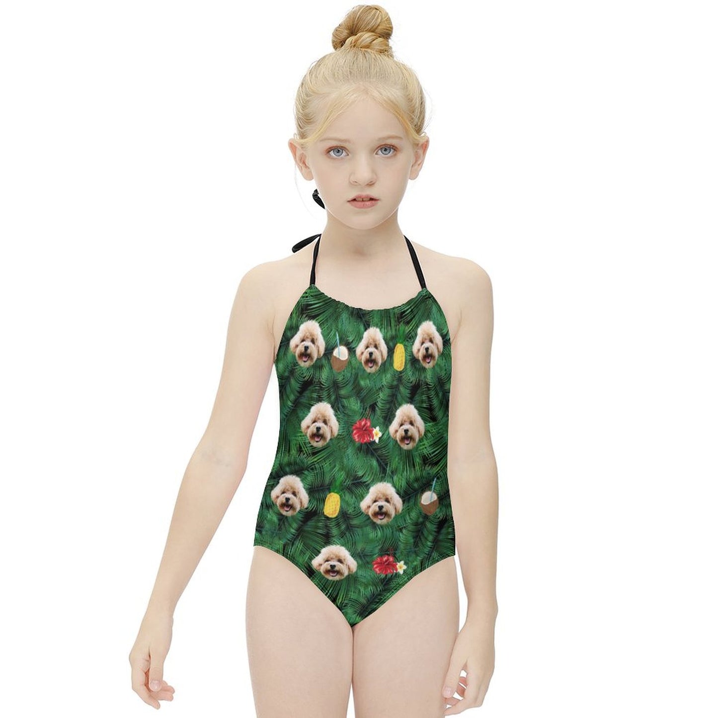 Custom Pet Face Summer Childrens One-Piece Swimsuit-WERINTME-3