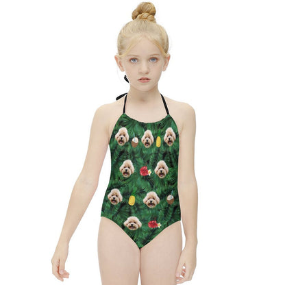 Custom Pet Face Summer Childrens One-Piece Swimsuit-WERINTME-3