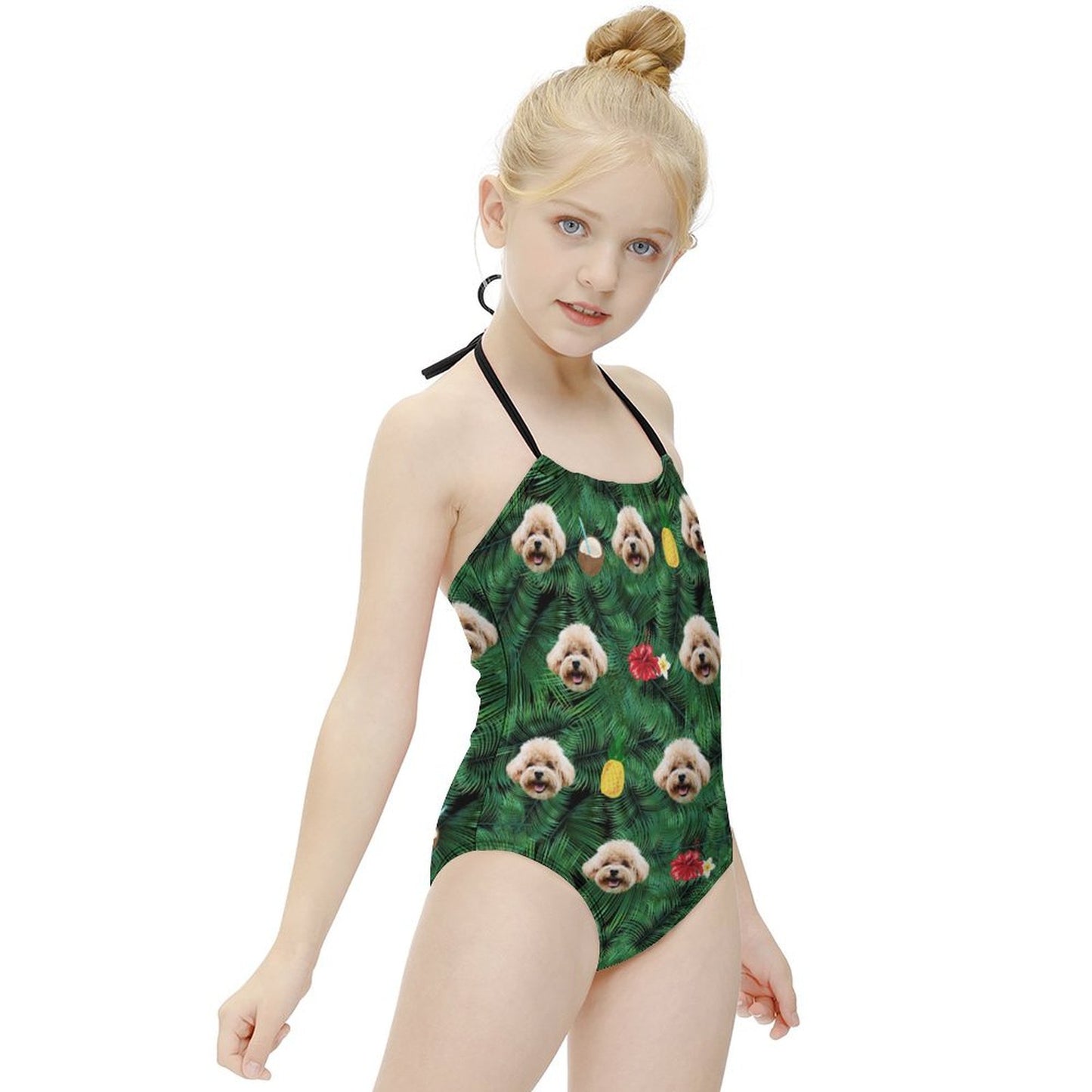 Custom Pet Face Summer Childrens One-Piece Swimsuit-WERINTME-5