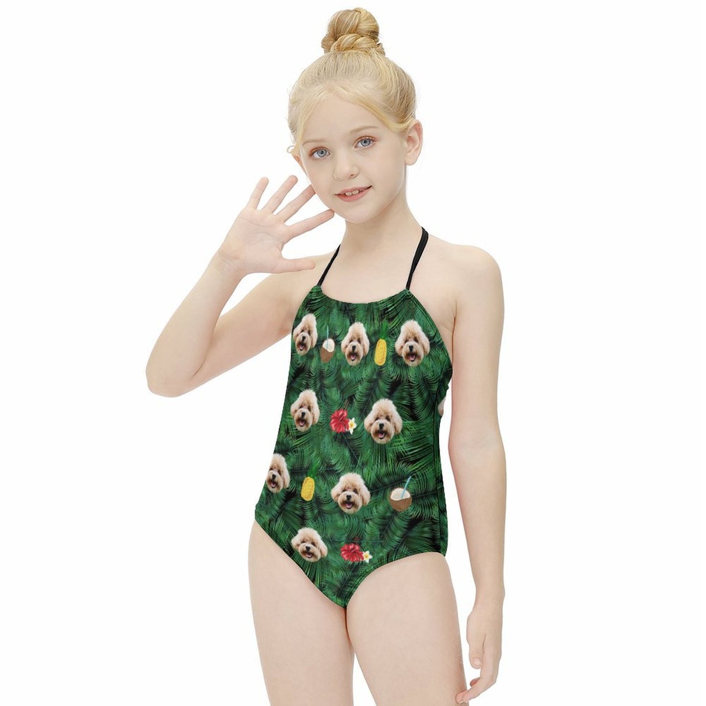 Custom Pet Face Summer Childrens One-Piece Swimsuit-WERINTME-6