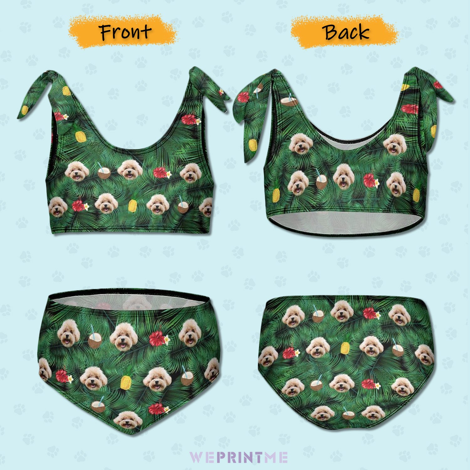 Custom Pet Face Summer Girls Strappy Swimsuit-WEPRINTME-2