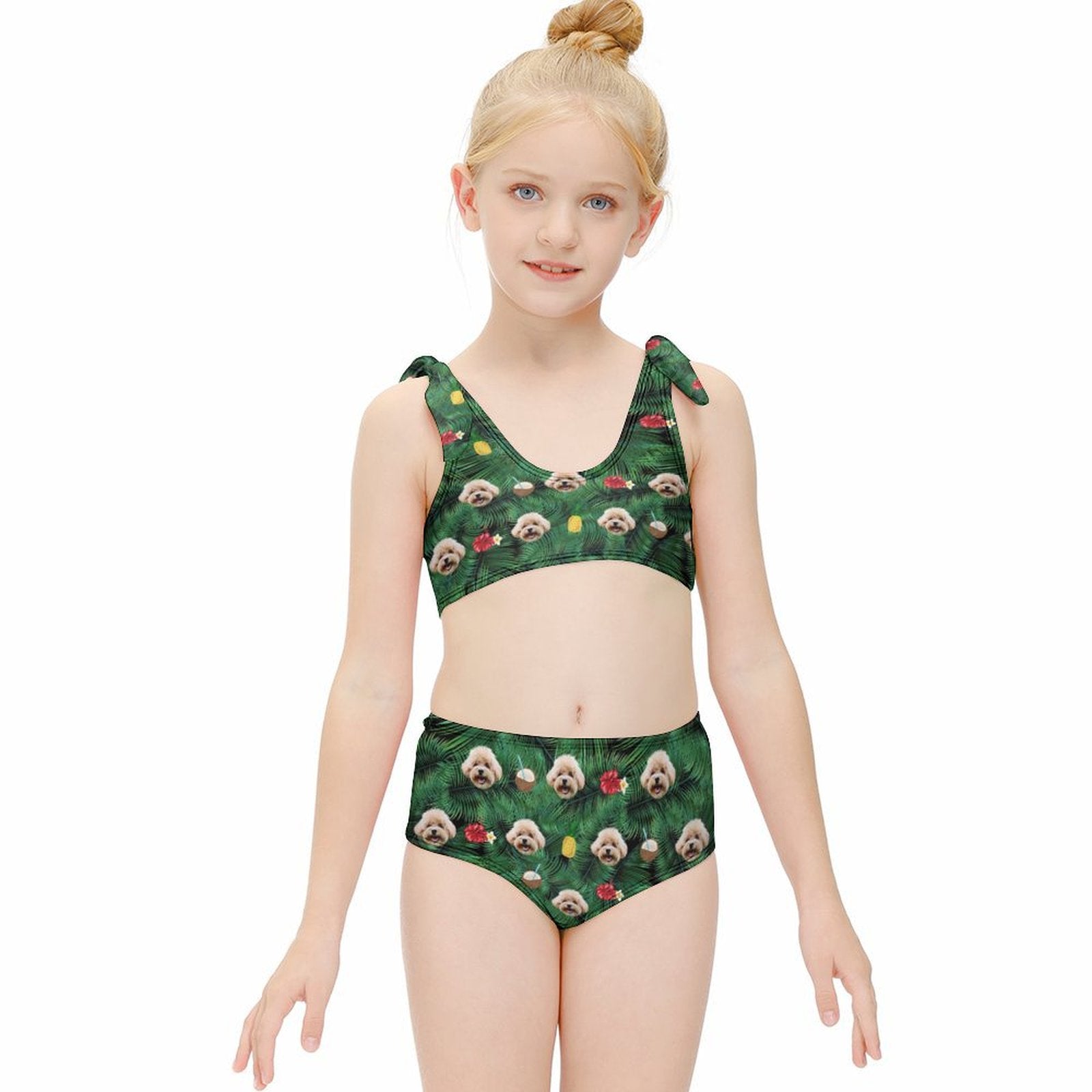 Custom Pet Face Summer Girls Strappy Swimsuit-WEPRINTME-3