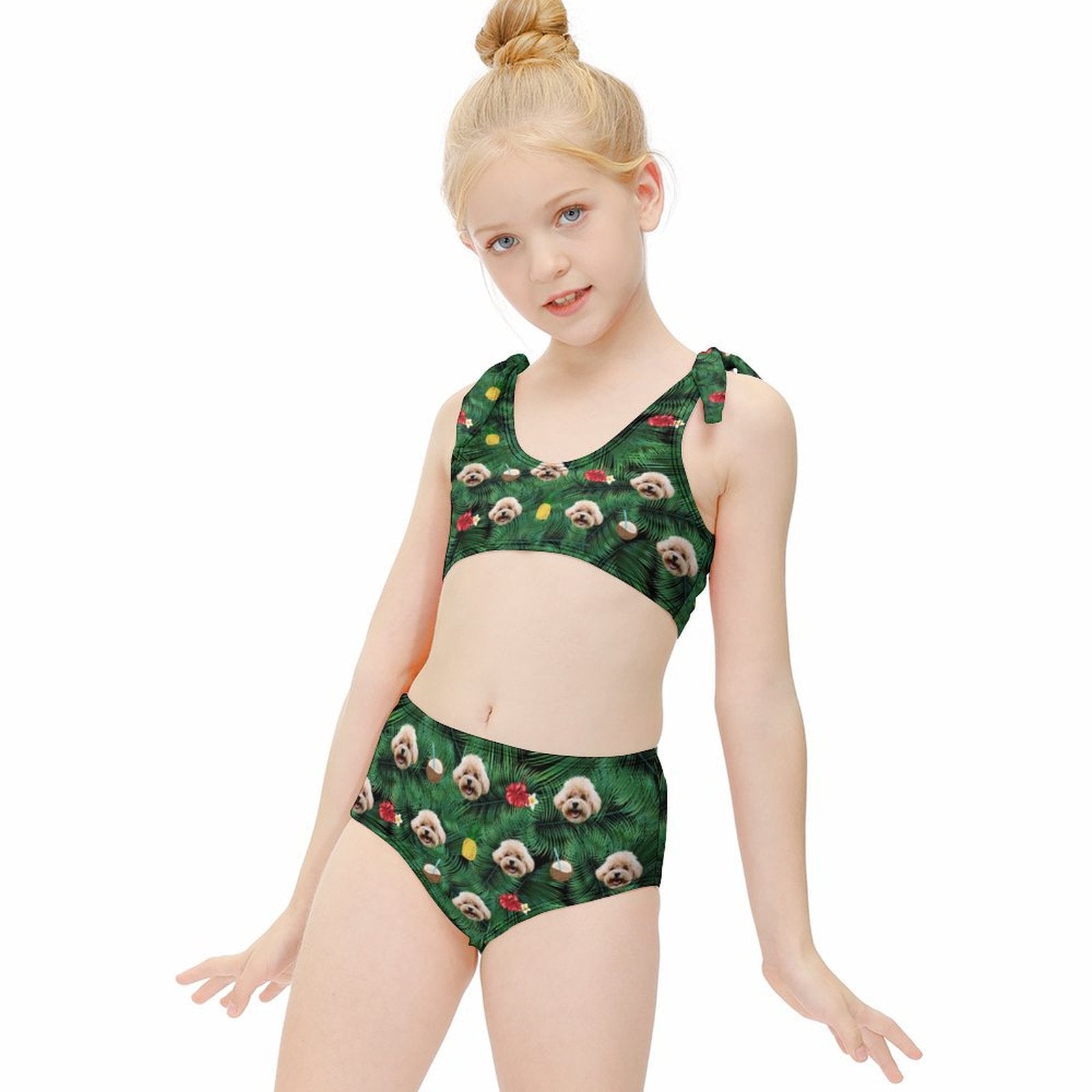 Custom Pet Face Summer Girls Strappy Swimsuit-WEPRINTME-5