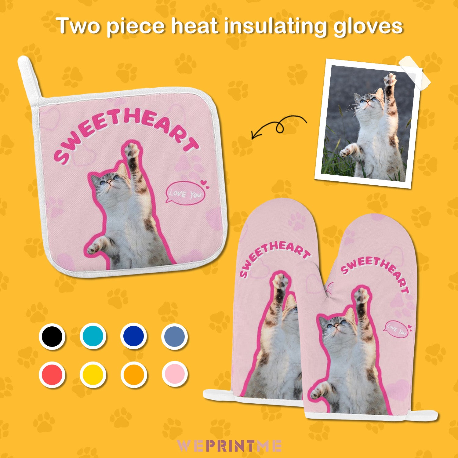 Custom Pet Face Sweetheart Mitts and Pot Holders Sets-WEPRINTME-1