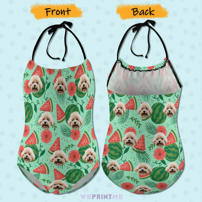 Custom Pet Face Watermelon Childrens One-Piece Swimsuit-WEPRINTME-2