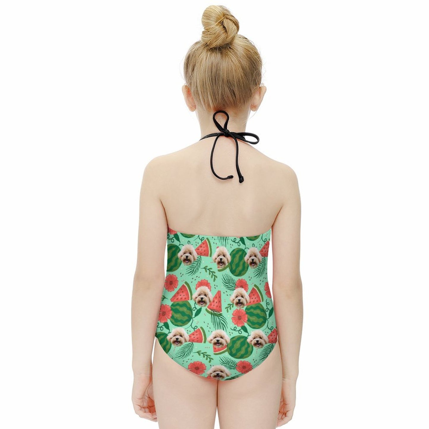 Custom Pet Face Watermelon Childrens One-Piece Swimsuit-WEPRINTME-4