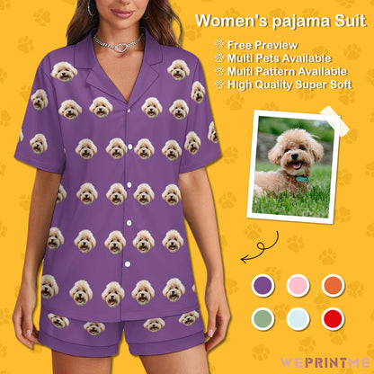 Custom Pet Face Women's Short Pajama Set-WEPRINTME-1