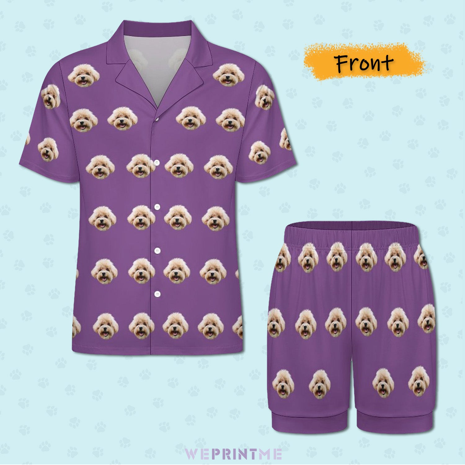 Custom Pet Face Women's Short Pajama Set-WEPRINTME-3