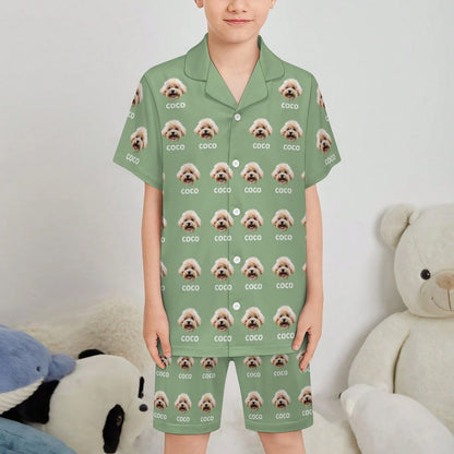 Custom Pet Face and Name Kids Short Pajama Set-WEPRINTME-2
