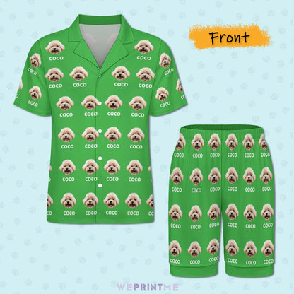 Custom Pet Face and Name Men's Short Pajama Set-WEPRINTME-3