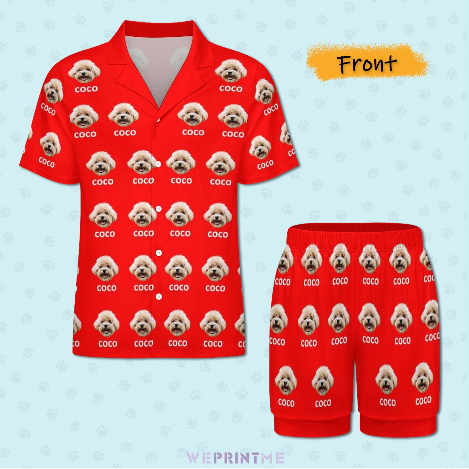 Custom Pet Face and Name Women's Short Pajama Set-WEPRINTME-3