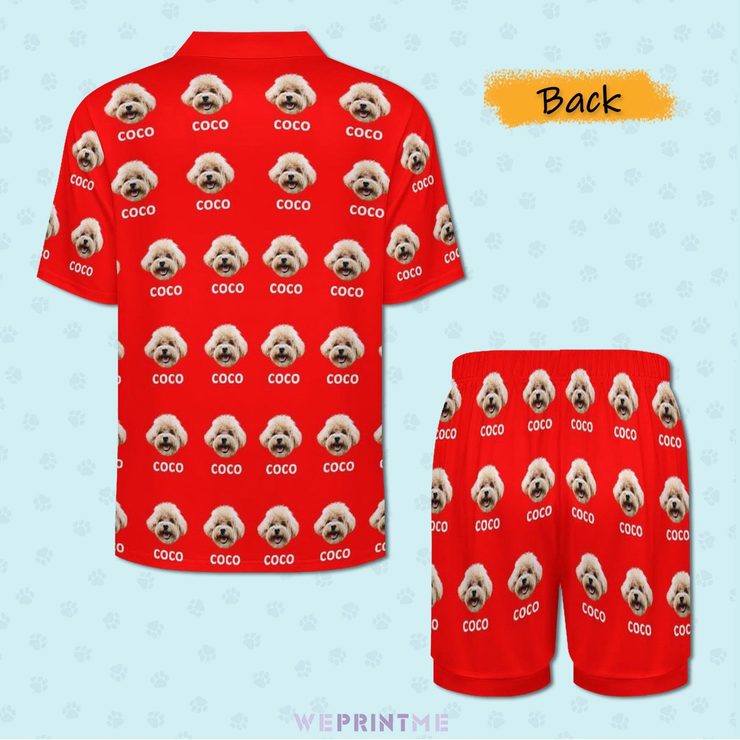 Custom Pet Face and Name Women's Short Pajama Set-WEPRINTME-4
