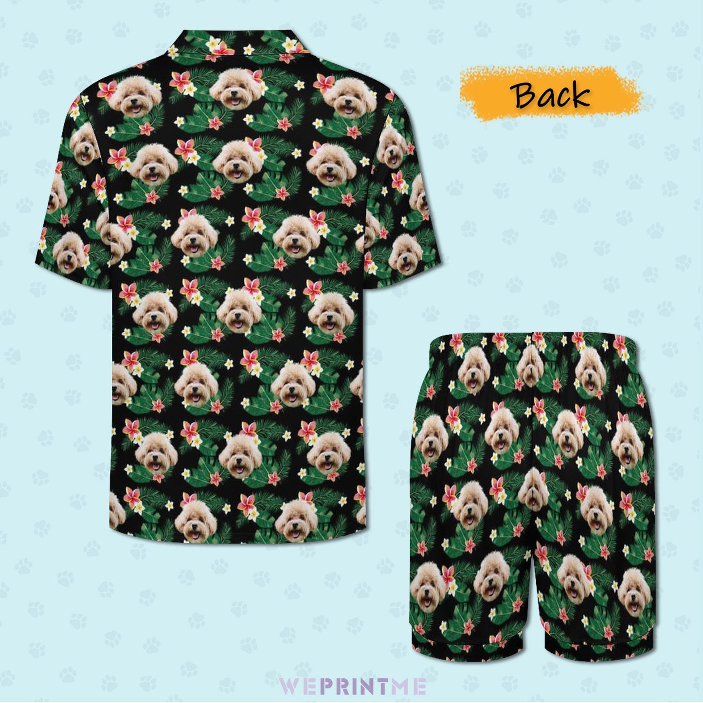 Custom Pet Flowers Women's Short Pajama Set-WEPRINTME-4